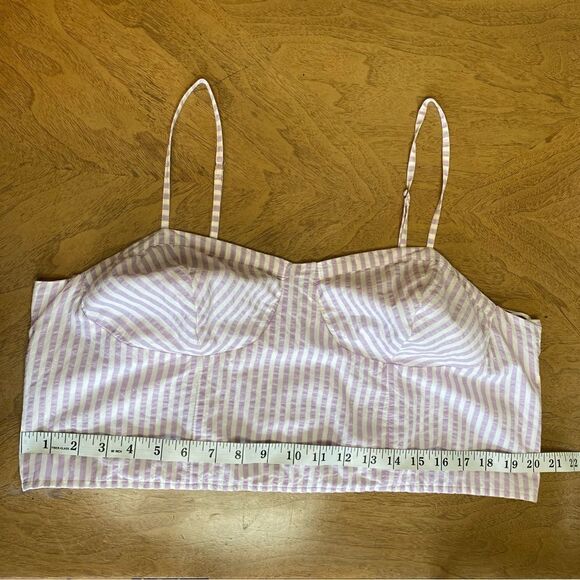 Anthropologie Bustier Top Striped Seersucker Printed Sleeveless Crop Top Size 1x - Picture 8 of 11